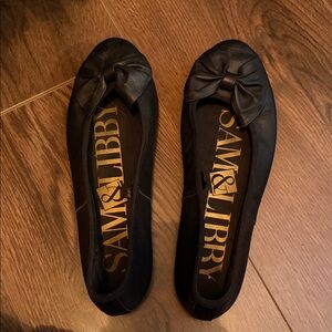 Sam & Libby Black Bow Slip-On Ballet Flats